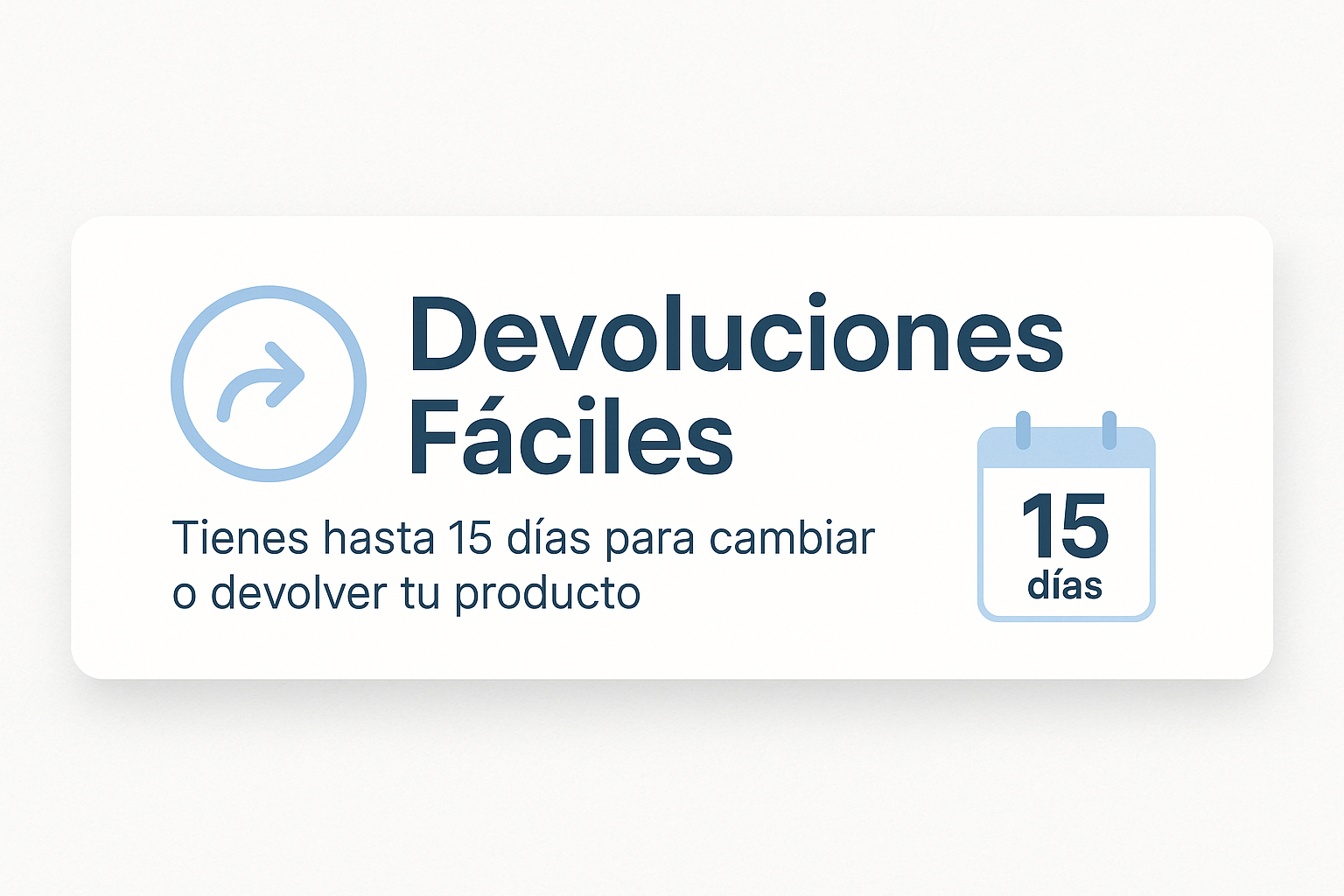 🔄 Devoluciones FácilesTienes hasta 15 días para cambiar o devolver tu producto.